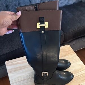 Black and Brown Tall Riding Boots